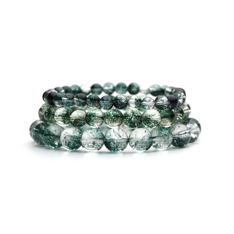 Fashion Green Ghost Stone Mental Healing Yoga Meditation Buddha Bead Charm Bracelet Natural Crystal Women Jewelry Accessories
