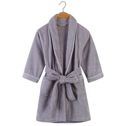 100% Cotton Toweling Terry Robe Kids Cartoon Robe Boy&Girls Hooded Robe Winter Warm Bathrobe Soft Sleeprobe Kids Casual Homewear gray