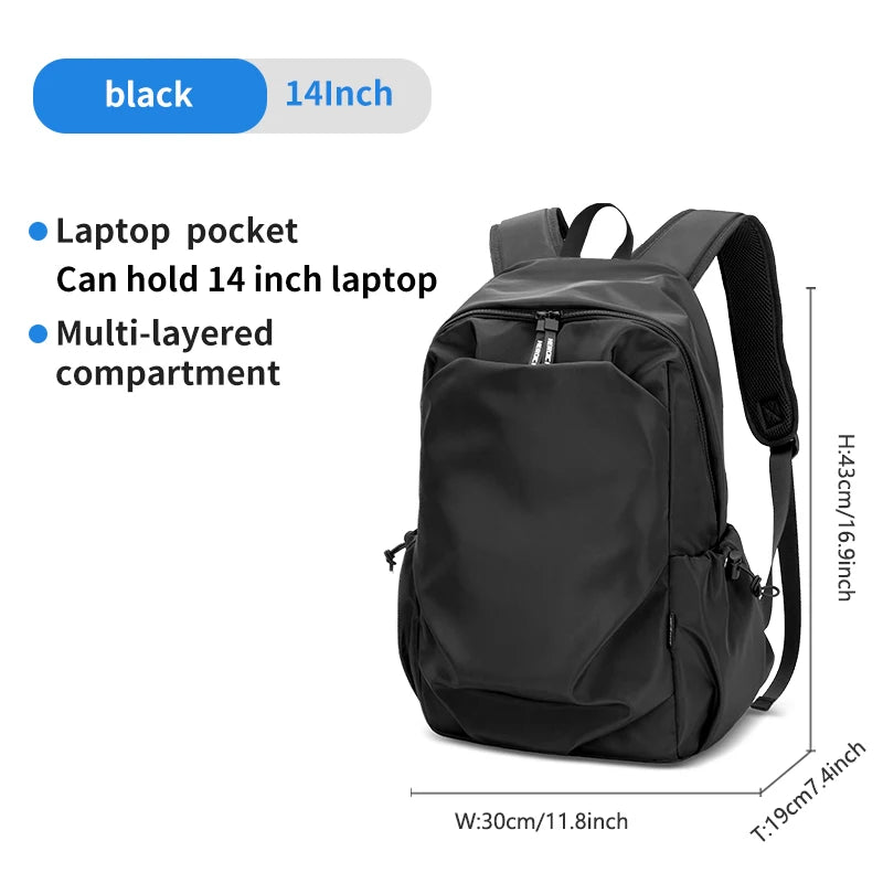 Hk Mini Popular Men's Backpack 12.9 Inch Ipad Waterproof Light Weight Women School Bags Short Trip Travel Sports Backpack Casual Black 14inch