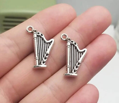 20pcs/lot--24x15mm Antique Silver Plated The Harp Charms Musical Pendants DIY Supplies Jewelry Making Findings Accessories Default Title