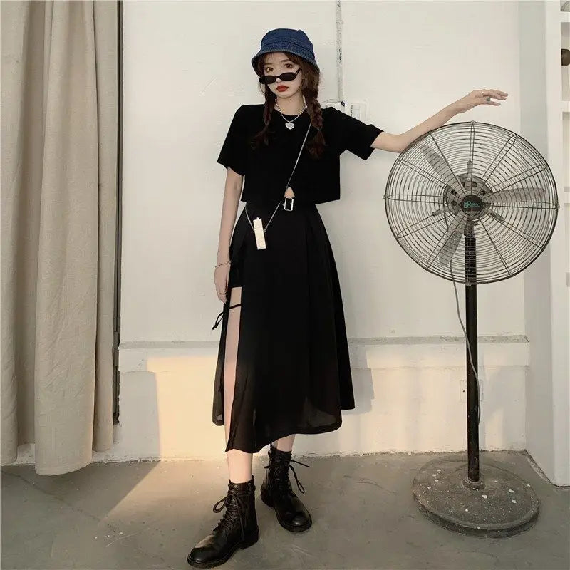 Long Skirt Women Solid Simple All Match High Waist Womens Korean Fashion Females Casual Comfortable Vintage Harajuku Soft