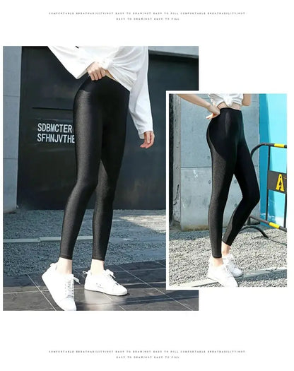 lady summer short pants women solid black shine breathable above knee short capris korean skinny neon pant