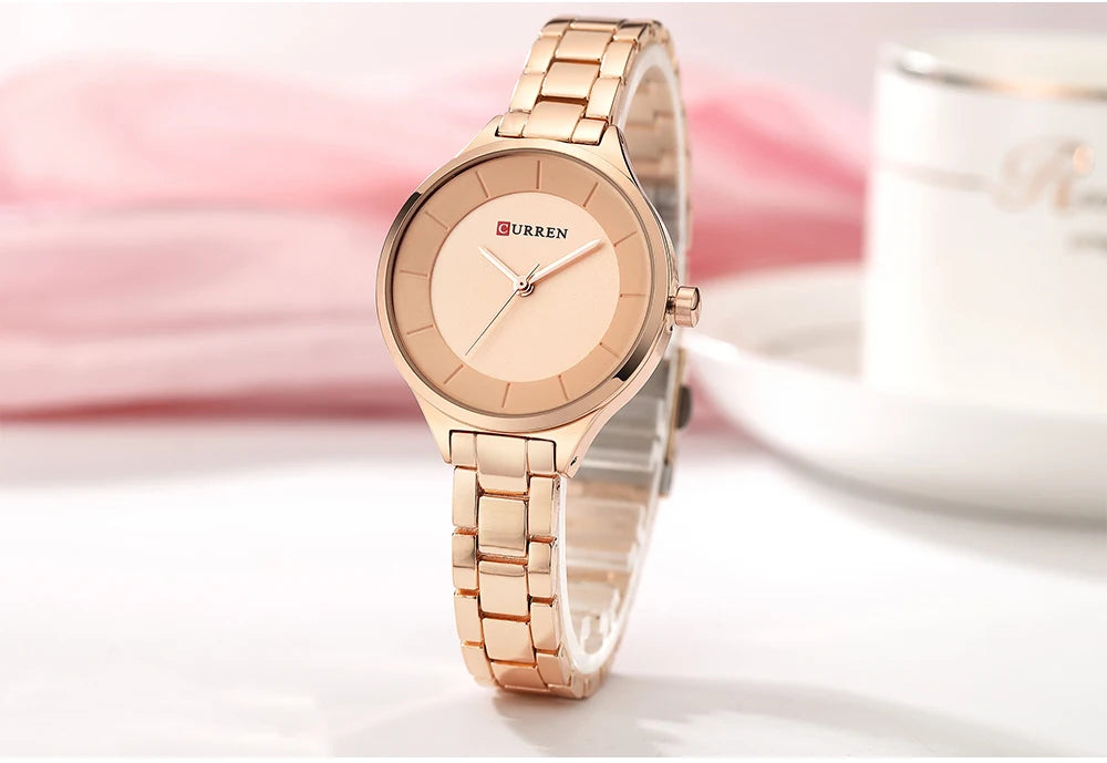 Curren 9015 Women Watches Luxury Gold Black Full Steel Dress Jewelry Quartz Watch Ladies Fashion Elegant Clock Relogio Feminino