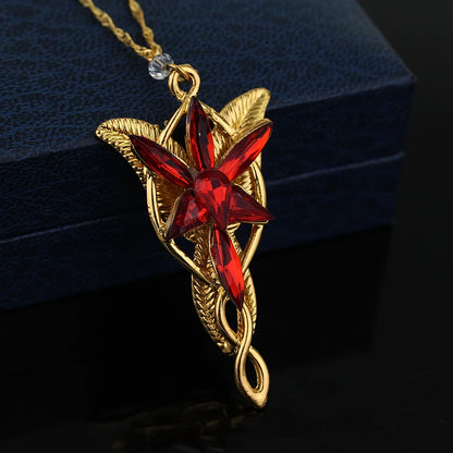 Lord Rings Arwen Evenstar Necklace The Elves Princess Fashion Crystal Cubic Zirconia Stone Pendant For Women Wedding Gifts
