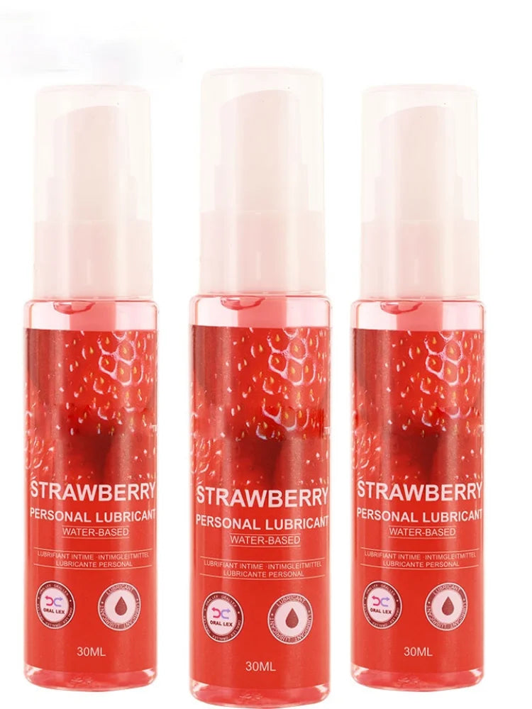 30ml Strawberry Flavor Edible Lubricant for Anal Vaginal Oral Sex Silicone Lubricating Oil Adult Sex Products Body Massage Gel
