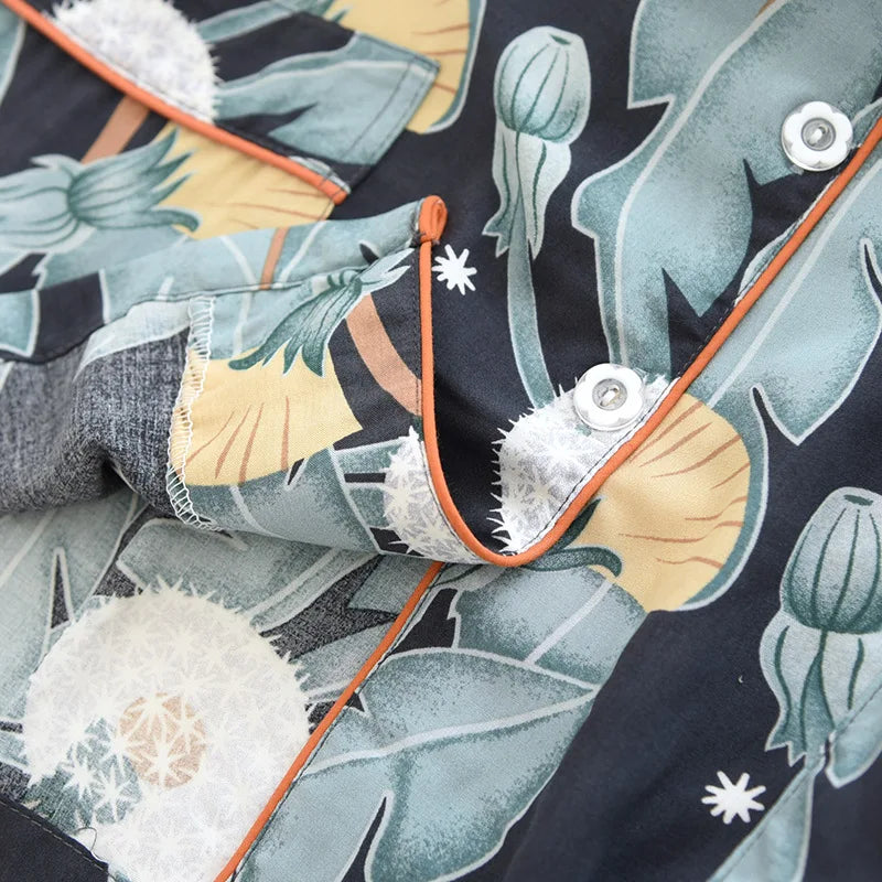 summer news pijama mujer thin section short-sleeved shorts large floral print pajamas home service ladies pajamas for women