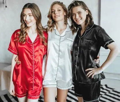 BPersonalised Satin Sleep Shorts Bridesmaid Pyjamas Set Matching Bridesmaid Proposal Gift Her For Women Silk Sleepwear Pajamas