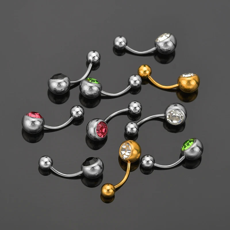 Letdiffery Custom White Stones Name Belly Button Rings Personalized Women Ring Stainless Steel Charming Body Piercing Jewelry 10pcs