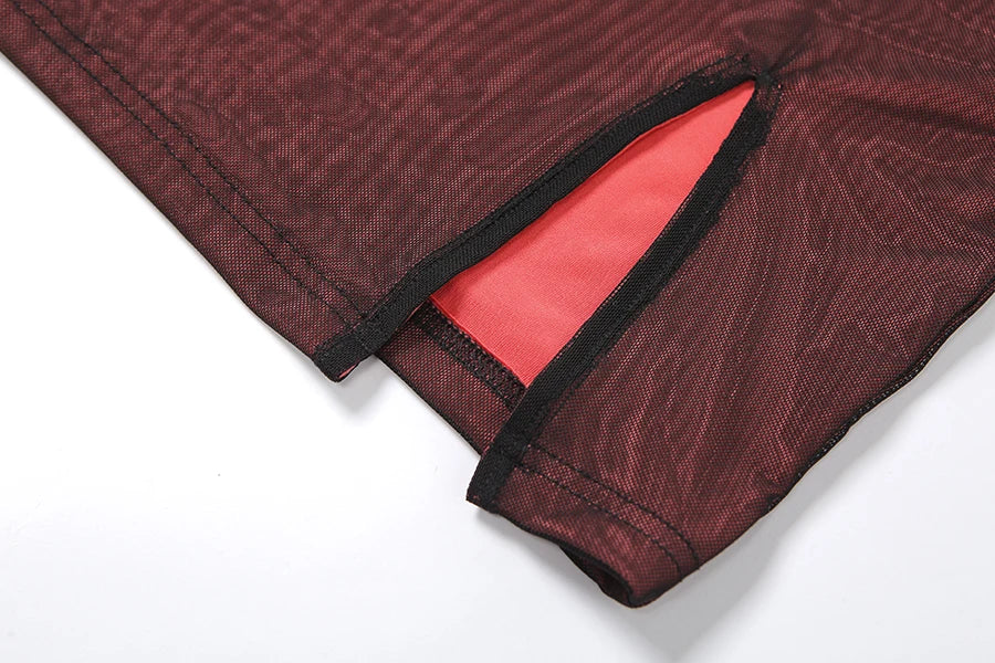 Mesh Double Layer Sexy Skinny Dress Women Sleeveless Party Bodycon 2023 Bandage Elastic Split Trend Clubwear Slim Outfit