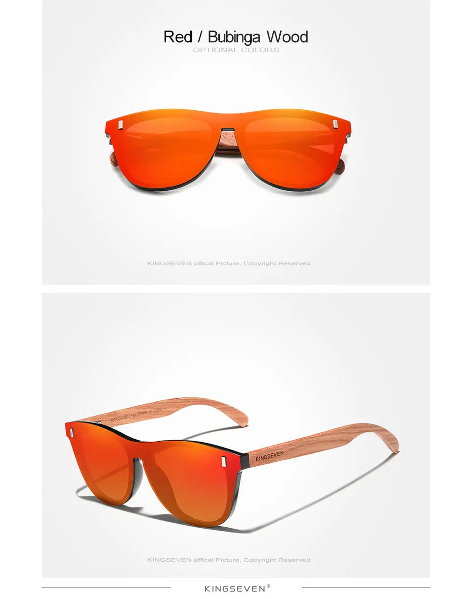 KINGSEVEN Women's Glasses Natural Bubinga Wooden Sunglasses Men Polarized Fashion Sun Glasses Original Wood Oculos de sol