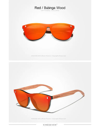 KINGSEVEN Women's Glasses Natural Bubinga Wooden Sunglasses Men Polarized Fashion Sun Glasses Original Wood Oculos de sol