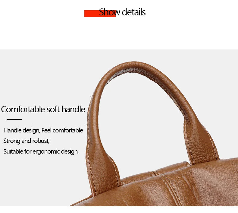 Luxury Genuine Leather Women's Backpack High Quality Fashion Cowhide Backpacks Women Casual Large Capacity Brand Shoulder Bags