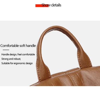 Luxury Genuine Leather Women's Backpack High Quality Fashion Cowhide Backpacks Women Casual Large Capacity Brand Shoulder Bags