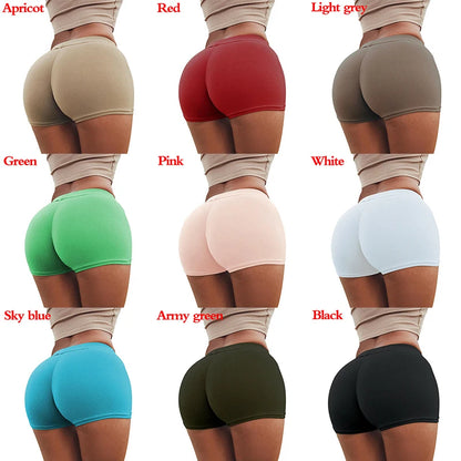 Hot Women Casual Solid Elastic High Waist Push Up Fitness Shorts Running Gym Stretch Sports Short Pants Breathable Clothing