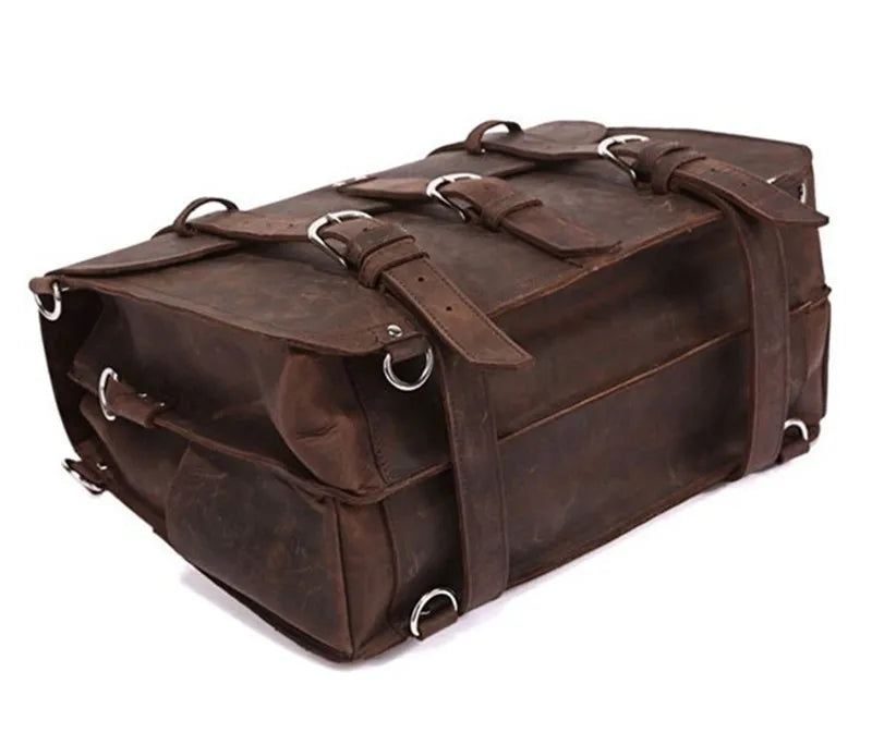 Vintage Crazy horse Genuine Leather Men Travel Bags Luggage Travel Bag Leather Men Duffle Bag Large Men Weekend Bag Overnight
