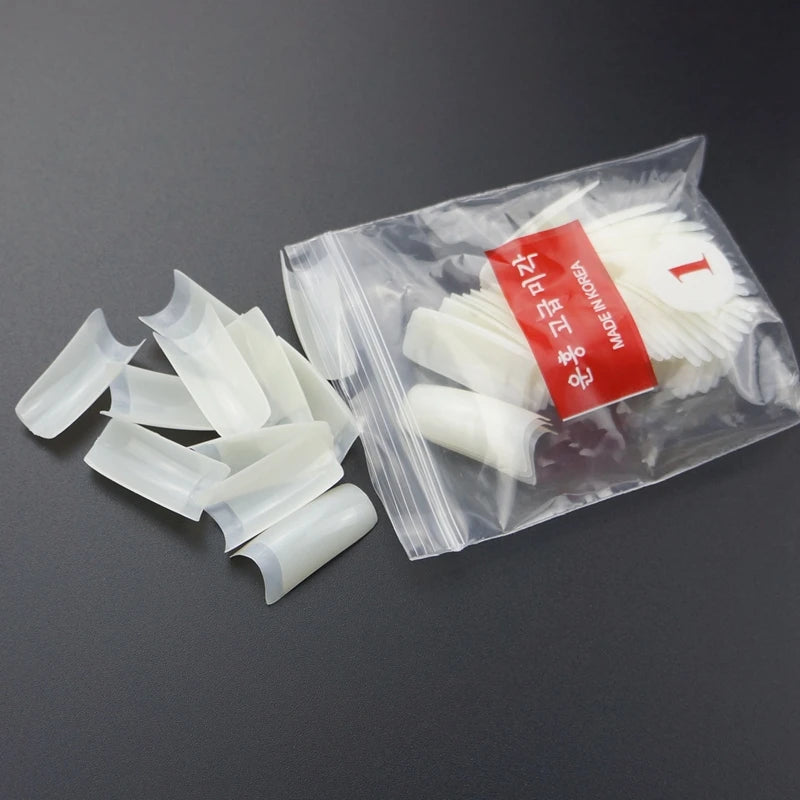 500pcs/Pack Clear/White/Nature French False Fake Tips Ultra-Flexible Half Cover Fake Nail Tips Acrylic Nail Tips 10 Sizes##td