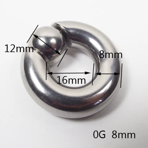 SaYao 2 Pieces Big Stainless Steel Captive Hoop Rings BCR Eyebrow Tragus Ear Piercing Nose Closure Nipple PA Ring Body Jewelry 8mmx16x12mm 0G