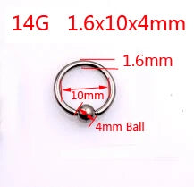 SaYao 2 Pieces Big Stainless Steel Captive Hoop Rings BCR Eyebrow Tragus Ear Piercing Nose Closure Nipple PA Ring Body Jewelry 1.6mmx10x5mm 14G
