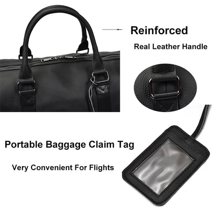 Luxury Genuine Leather Men Women Travel Bag Cow Leather Carry On Luggage Bag Travel Shoulder Bag Male Female Weekend Duffle Bag