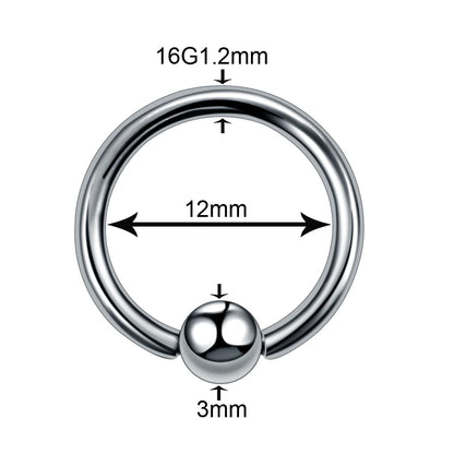 1Pc Titanium Nose Piercing Earrings Anodized Captive Bead Rings 16G Septum Hoop Ring Helix Daith Cartilage Tragus Earrings Ball 16g 1.2x12x3mm