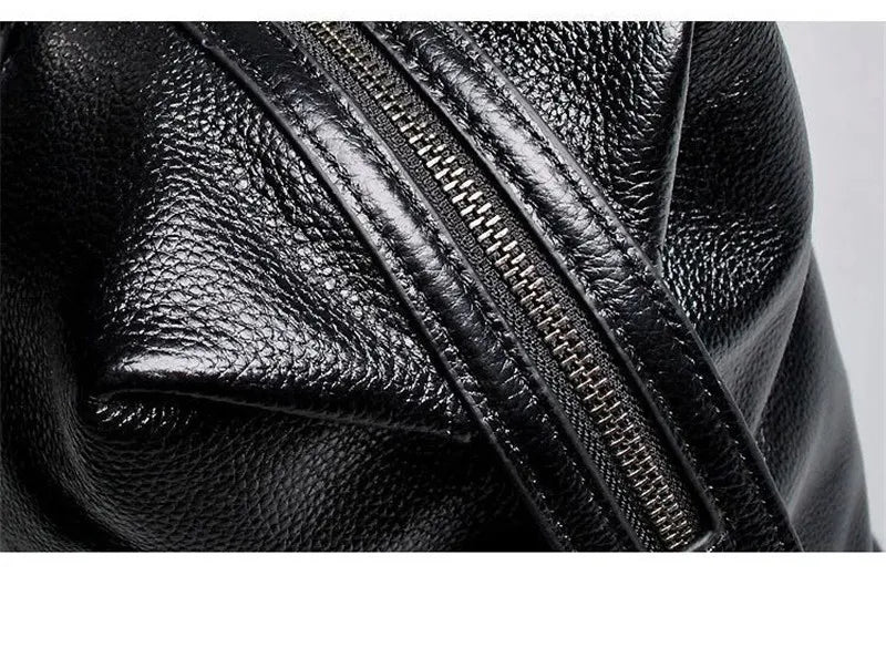 Fashion Genuine Leather Travel Bag Men's Luggage Bags Large Male Duffle Bag weekend Women Shoulder Bag Big Tote Handbag Black