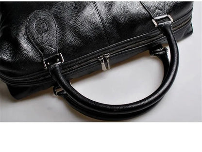 Fashion Genuine Leather Travel Bag Men's Luggage Bags Large Male Duffle Bag weekend Women Shoulder Bag Big Tote Handbag Black