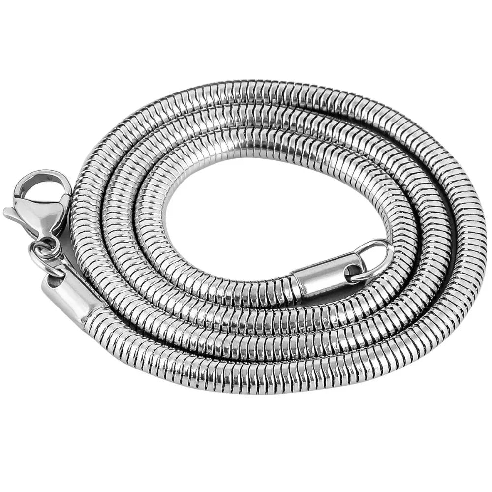 1 piece Stainless steel Round Snake Chain Pendant Necklace For Men Women Necklace Jewelry Badiee Stylez