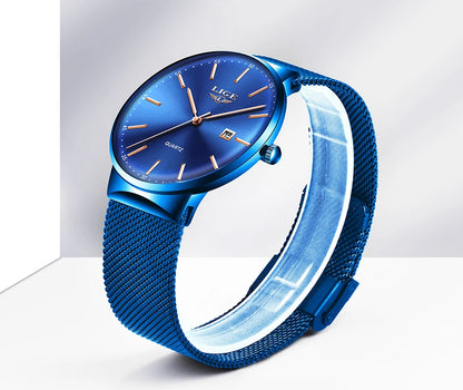 LIGE Fashion Luxury Womens Watch Ultra-thin Steel Mesh Strap Quartz Wristwatch Women Clock Casual Waterproof Watches Reloj Mujer