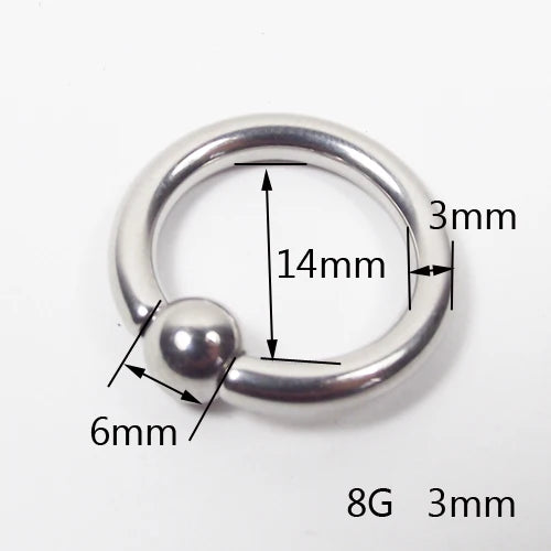 SaYao 2 Pieces Big Stainless Steel Captive Hoop Rings BCR Eyebrow Tragus Ear Piercing Nose Closure Nipple PA Ring Body Jewelry 3mmX14X6mm 8G