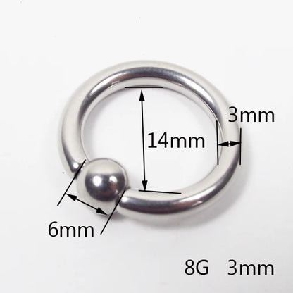 SaYao 2 Pieces Big Stainless Steel Captive Hoop Rings BCR Eyebrow Tragus Ear Piercing Nose Closure Nipple PA Ring Body Jewelry 3mmX14X6mm 8G