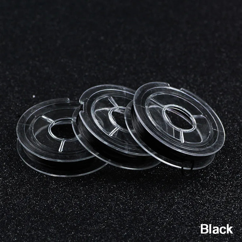 WLYeeS 1Pcs 10M Colorful Stretch Crystal Flat Elastic Line 0.8mm DIY Thread Cord String fit Bracelet Necklace Jewelry Making black