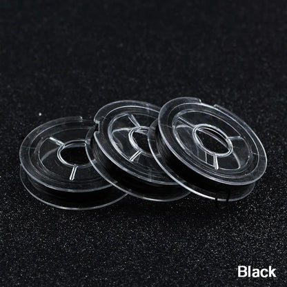 WLYeeS 1Pcs 10M Colorful Stretch Crystal Flat Elastic Line 0.8mm DIY Thread Cord String fit Bracelet Necklace Jewelry Making black