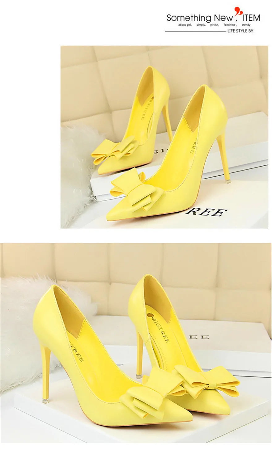 BIGTREE Red Blue Black Shoes Bowknot Sweet Woman Pumps Soft Leather Pointy Toe Women High Heels Stiletto Dress Office Lady Shoes