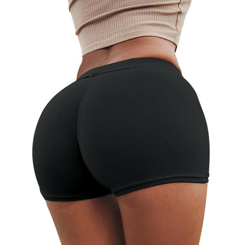 Hot Women Casual Solid Elastic High Waist Push Up Fitness Shorts Running Gym Stretch Sports Short Pants Breathable Clothing