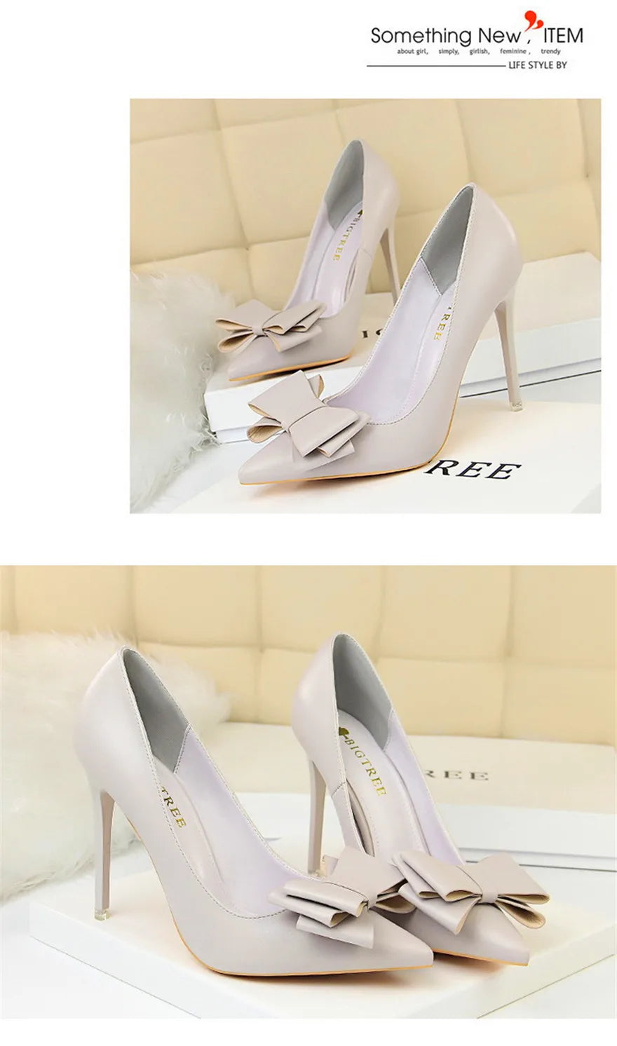 BIGTREE Red Blue Black Shoes Bowknot Sweet Woman Pumps Soft Leather Pointy Toe Women High Heels Stiletto Dress Office Lady Shoes