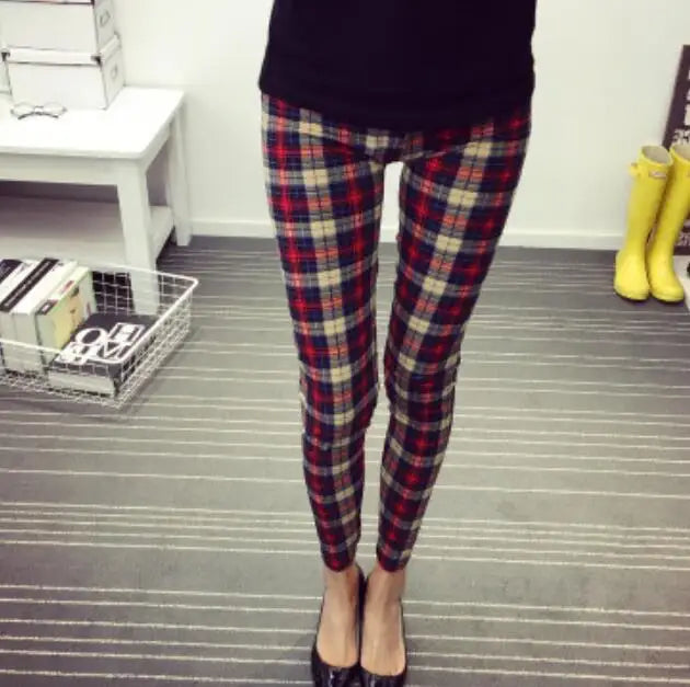 CUHAKCI Floral Sexy Pants Printed Legging Women Love Fitness Leggins Push Up Trousers Casual High Quality Sport Khaki Plaid