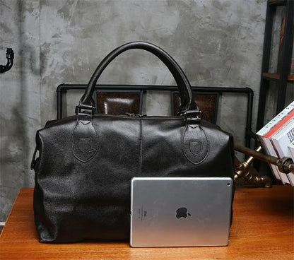 Fashion Genuine Leather Travel Bag Men's Luggage Bags Large Male Duffle Bag weekend Women Shoulder Bag Big Tote Handbag Black