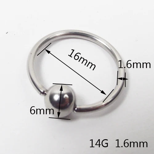 SaYao 2 Pieces Big Stainless Steel Captive Hoop Rings BCR Eyebrow Tragus Ear Piercing Nose Closure Nipple PA Ring Body Jewelry 1.6mmx16x6mm 14G
