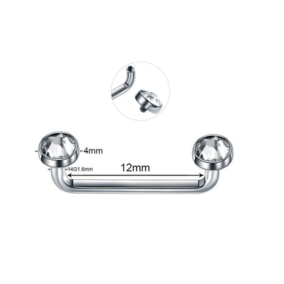 1Pc G23 Titanium Micro Dermal Piercing Crystal Dermal Anchor Piercing Top Internal &External Skin Diver Surface Piercing Jewelry D 1.6X12X4X4mm