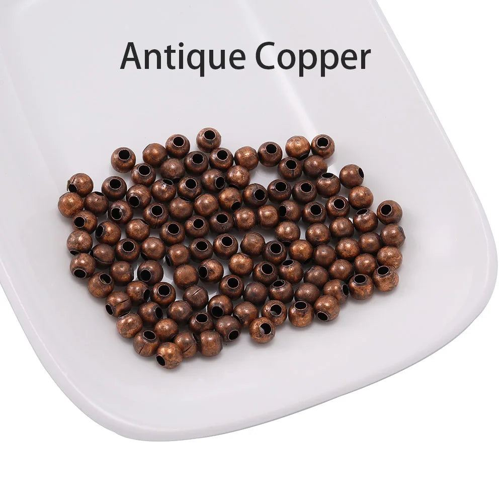 30-500pcs/lot 2-10mm Gold Color Round Spacer Bead Ball End Metal Seed Beads For Bracelet Necklace DIY Jewelry Making Accessories