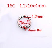 SaYao 2 Pieces Big Stainless Steel Captive Hoop Rings BCR Eyebrow Tragus Ear Piercing Nose Closure Nipple PA Ring Body Jewelry 1.2mmx10x4mm 16G