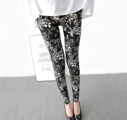 CUHAKCI Floral Sexy Pants Printed Legging Women Love Fitness Leggins Push Up Trousers Casual High Quality Sport Navy Small Flower