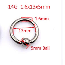 SaYao 2 Pieces Big Stainless Steel Captive Hoop Rings BCR Eyebrow Tragus Ear Piercing Nose Closure Nipple PA Ring Body Jewelry 1.6mmx14x5mm 14G