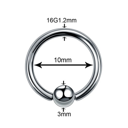 1Pc Titanium Nose Piercing Earrings Anodized Captive Bead Rings 16G Septum Hoop Ring Helix Daith Cartilage Tragus Earrings Ball 16g 1.2x10x3mm