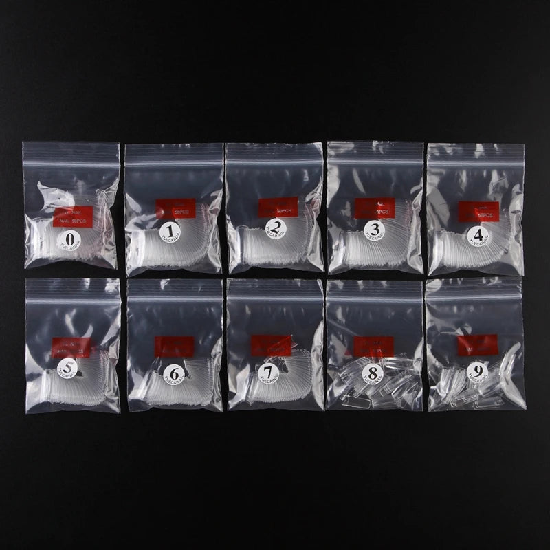 500pcs/Pack Clear/White/Nature French False Fake Tips Ultra-Flexible Half Cover Fake Nail Tips Acrylic Nail Tips 10 Sizes##td