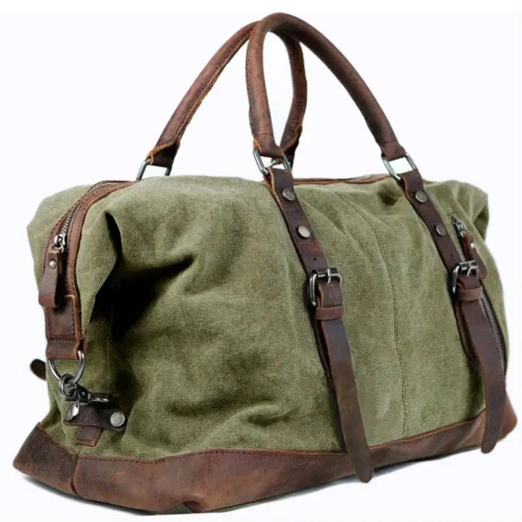 Vintage military Canvas Leather men travel bags Carry on Luggage bags Men Duffel bags travel tote large weekend Bag Overnight