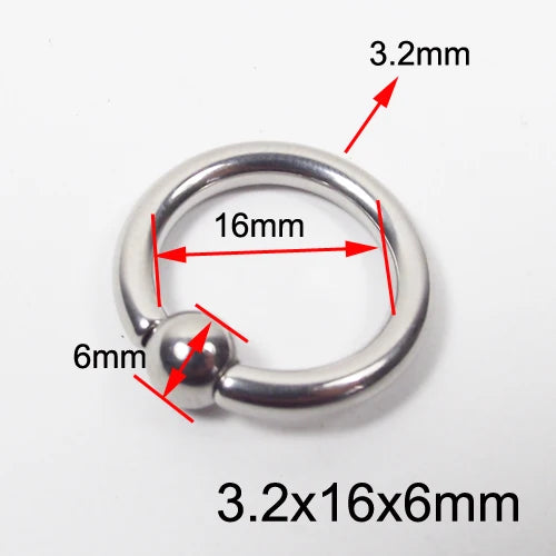SaYao 2 Pieces Big Stainless Steel Captive Hoop Rings BCR Eyebrow Tragus Ear Piercing Nose Closure Nipple PA Ring Body Jewelry 3.2x16x6mm