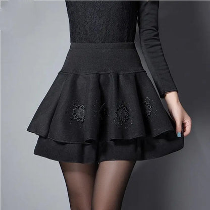 Zuolunouba Summer Slim Preppy Skirt Women Flower Bow Mini Tutu Style Elasticity Lace Skirts Shorts Lady High Waist Student flower