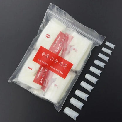 500pcs/Pack Clear/White/Nature French False Fake Tips Ultra-Flexible Half Cover Fake Nail Tips Acrylic Nail Tips 10 Sizes##td