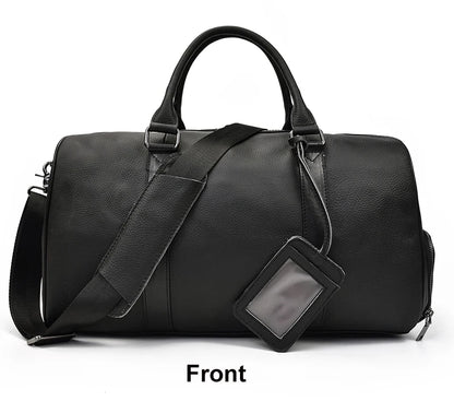 Luxury Genuine Leather Men Women Travel Bag Cow Leather Carry On Luggage Bag Travel Shoulder Bag Male Female Weekend Duffle Bag